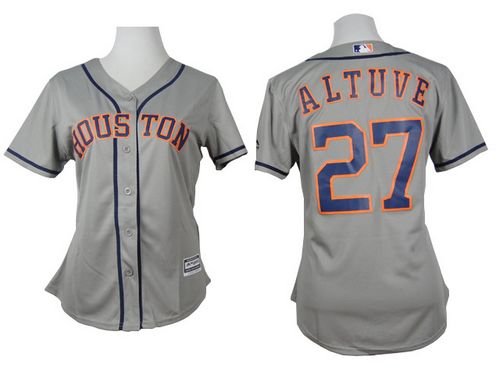 Astros #27 Jose Altuve Grey Road Women's Stitched MLB Jersey - Click Image to Close
